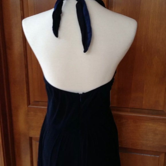 Cute Midnight blue ruched maxi halter dress Size 2 - Picture 5 of 9